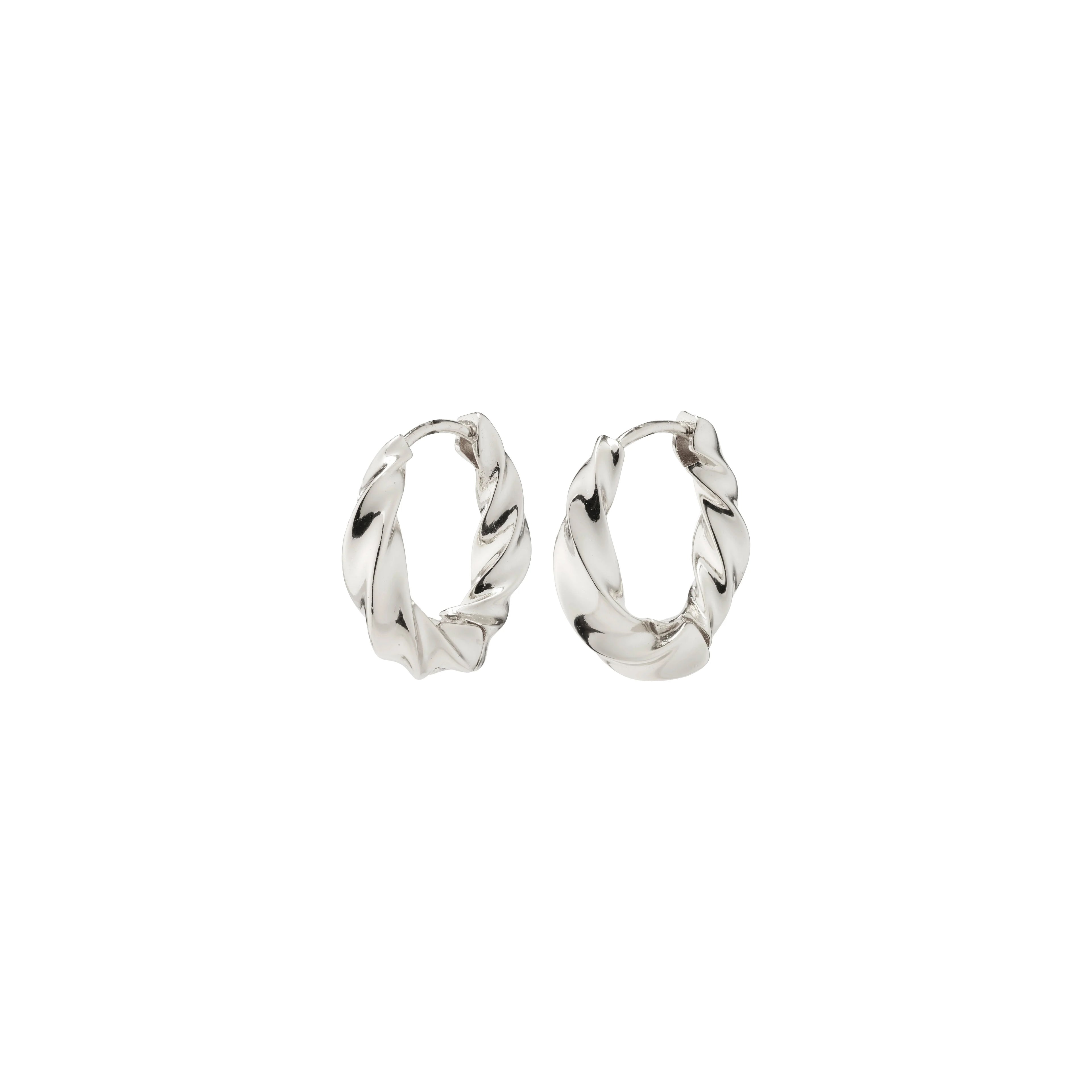 Taffy Recycled Medium Size Swirl Hoop Earrings - Silver Plated