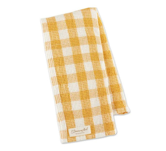DII Stone Washed Check Tea Towel - Butterscotch