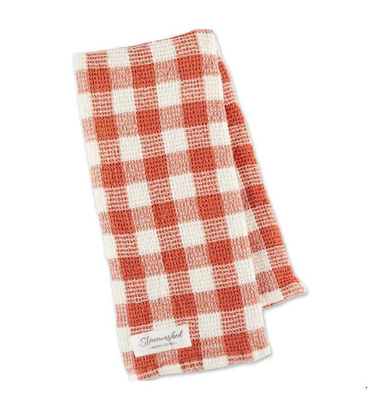 DII Stone Washed Check Tea Towel - Ginger