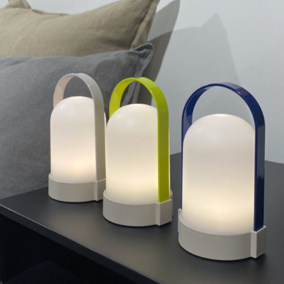 Little URI Lamp - set of 3 - rechargeable - blue-grey-yellow/green