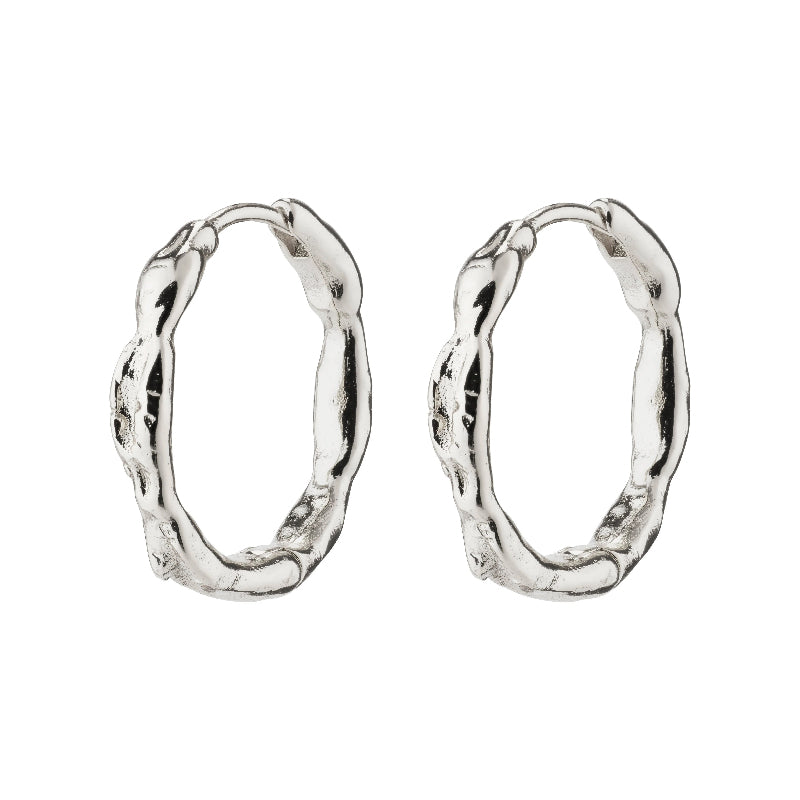 Eddy Recycled Organic Shaped Medium Hoops  - Silver Plated