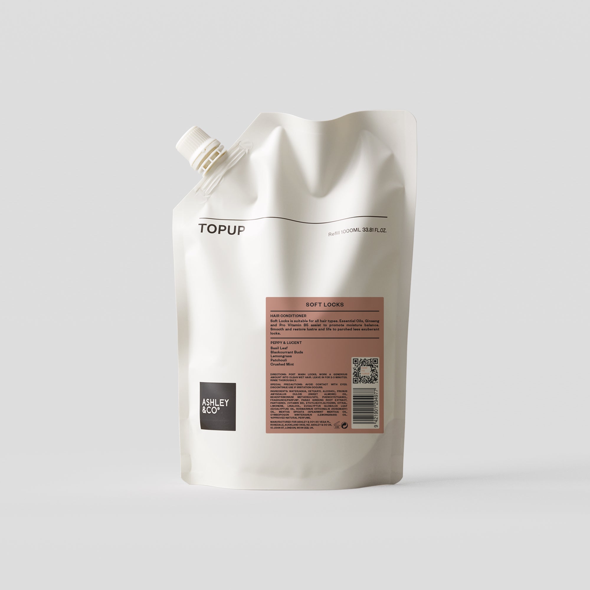 Ashley & Co - Peppy & Lucent Soft Locks Balanced Conditioner topup refill 1lite pouch