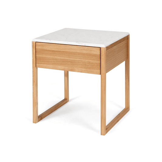 Natural Oak Side Table (Marble Top)