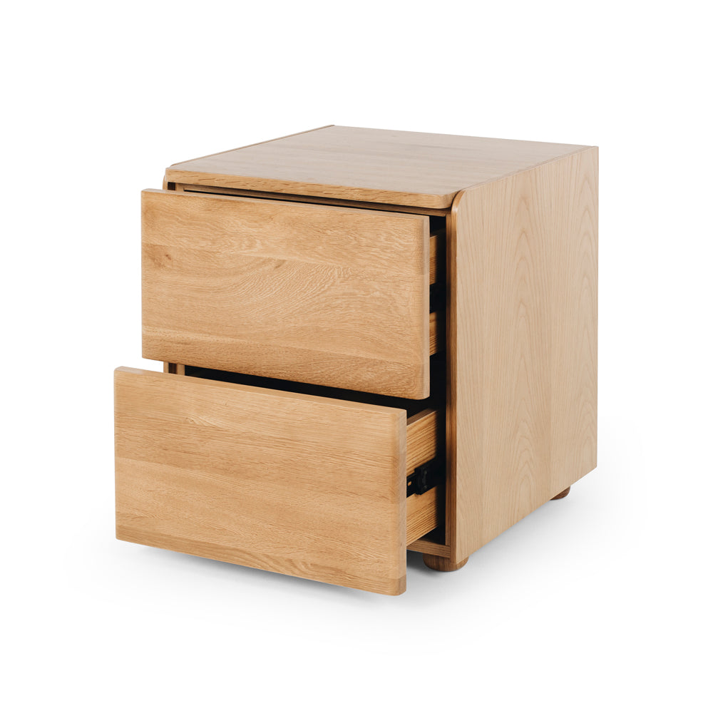 Cube Natural Oak Side Table 2drw (Oak Top) (pre order)