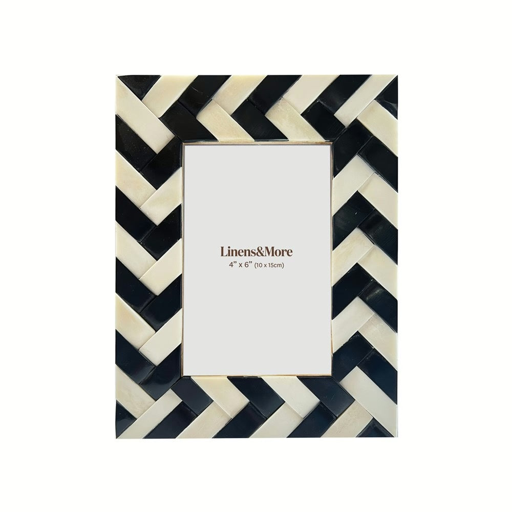 Black and Cream Bone and Resin photo frame small 10x15cm