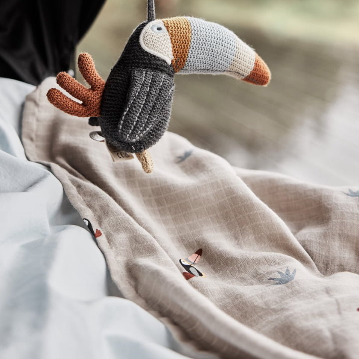 OYOY Mini - Toucan muslin cloths, clay / caramel (set of 2)
