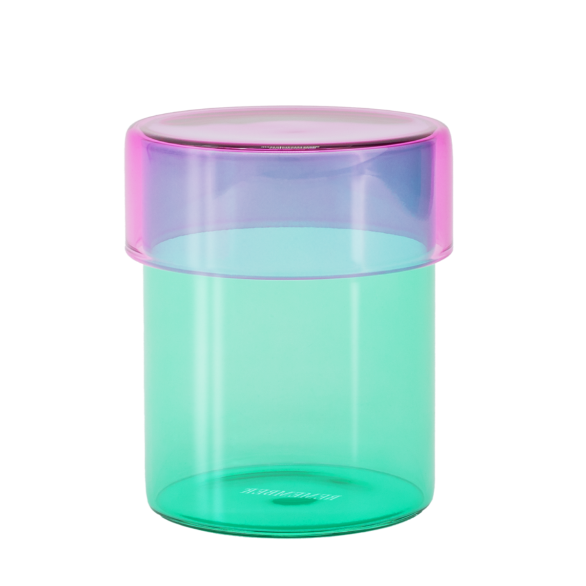 Glass jar set 'Cosima' Teal with Purple Lid