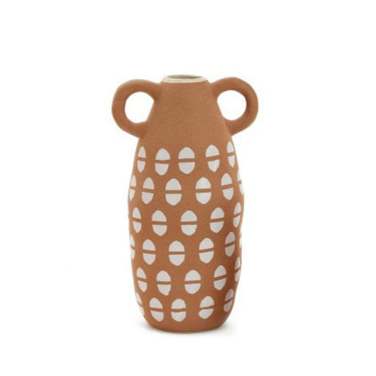 Loop Handle Ceramic Vase Tan-White - Large