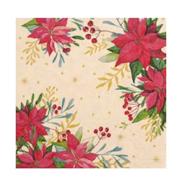 ECO Natural Poinsettia Christmas Napkins