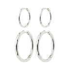 Eve Hoop Earrings 2 in 1 Set - Silver Plated