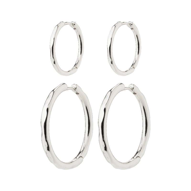 Eve Hoop Earrings 2 in 1 Set - Silver Plated