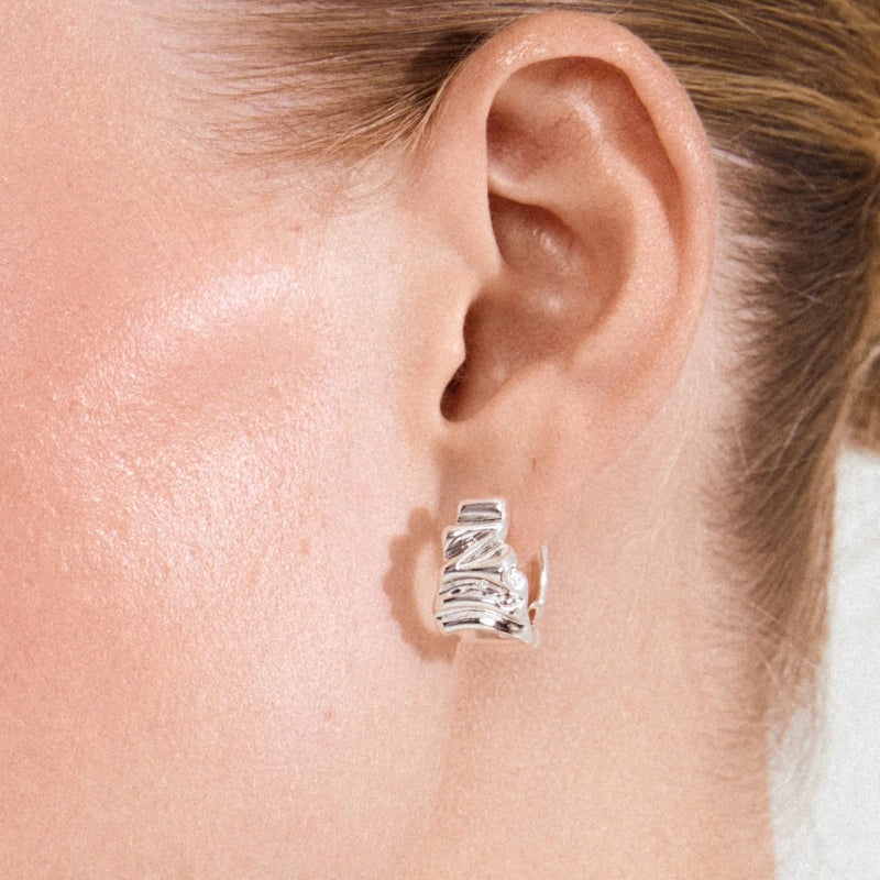 Willpower Recycled Huggie Hoop Earrings - Silver Plated