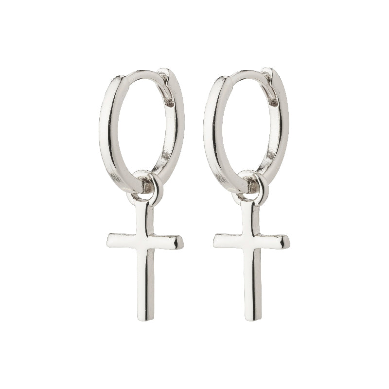 Daisy Recycled Cross Hoops - Silver Plated