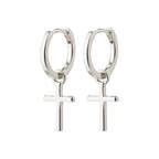 Daisy Recycled Cross Hoops - Silver Plated
