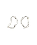 Alberte Organic Shape Hoop Earrings - Silver Plated