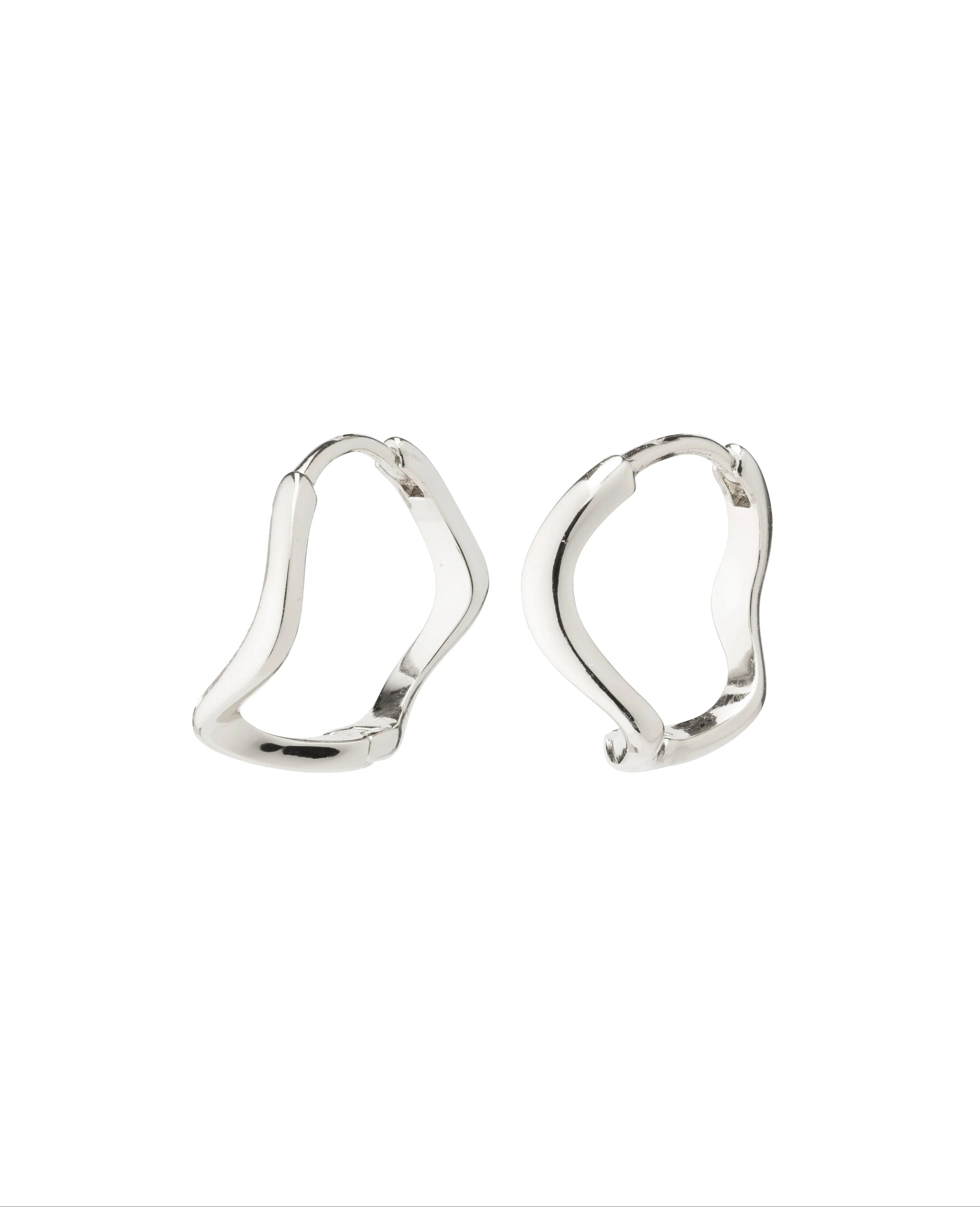 Alberte Organic Shape Hoop Earrings - Silver Plated