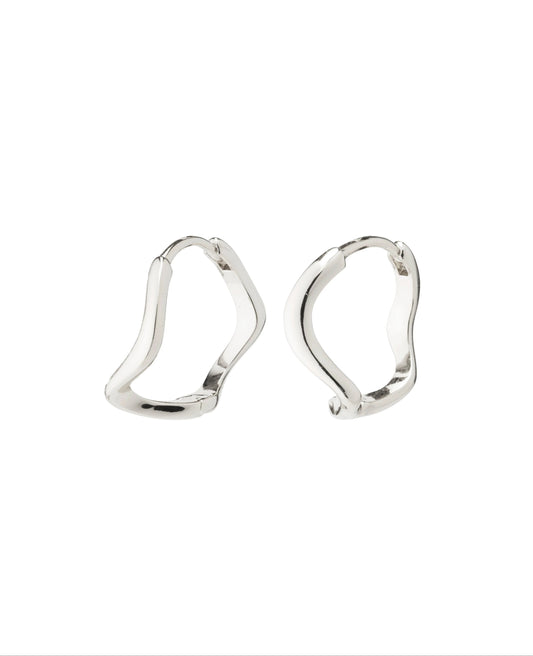 Alberte Organic Shape Hoop Earrings - Silver Plated