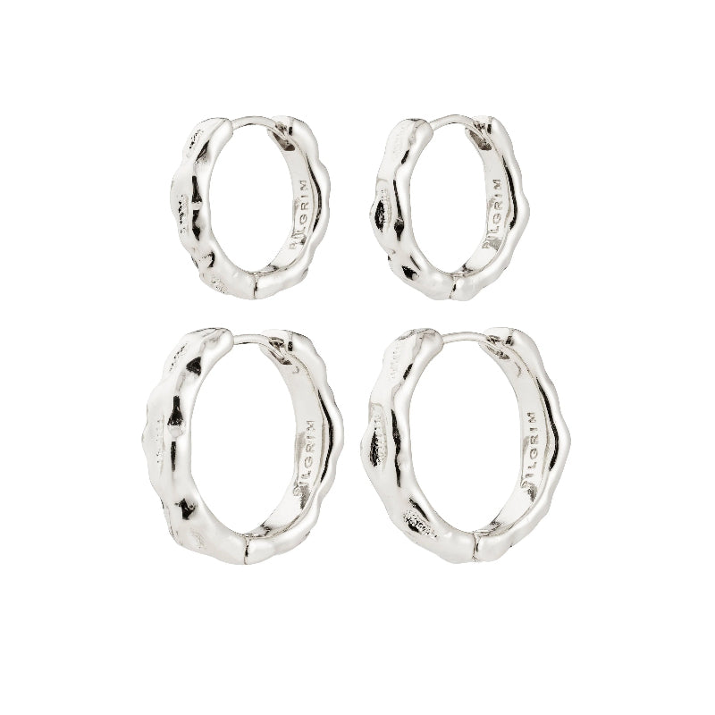 Darby Earrings 2 n 1 Set - silver