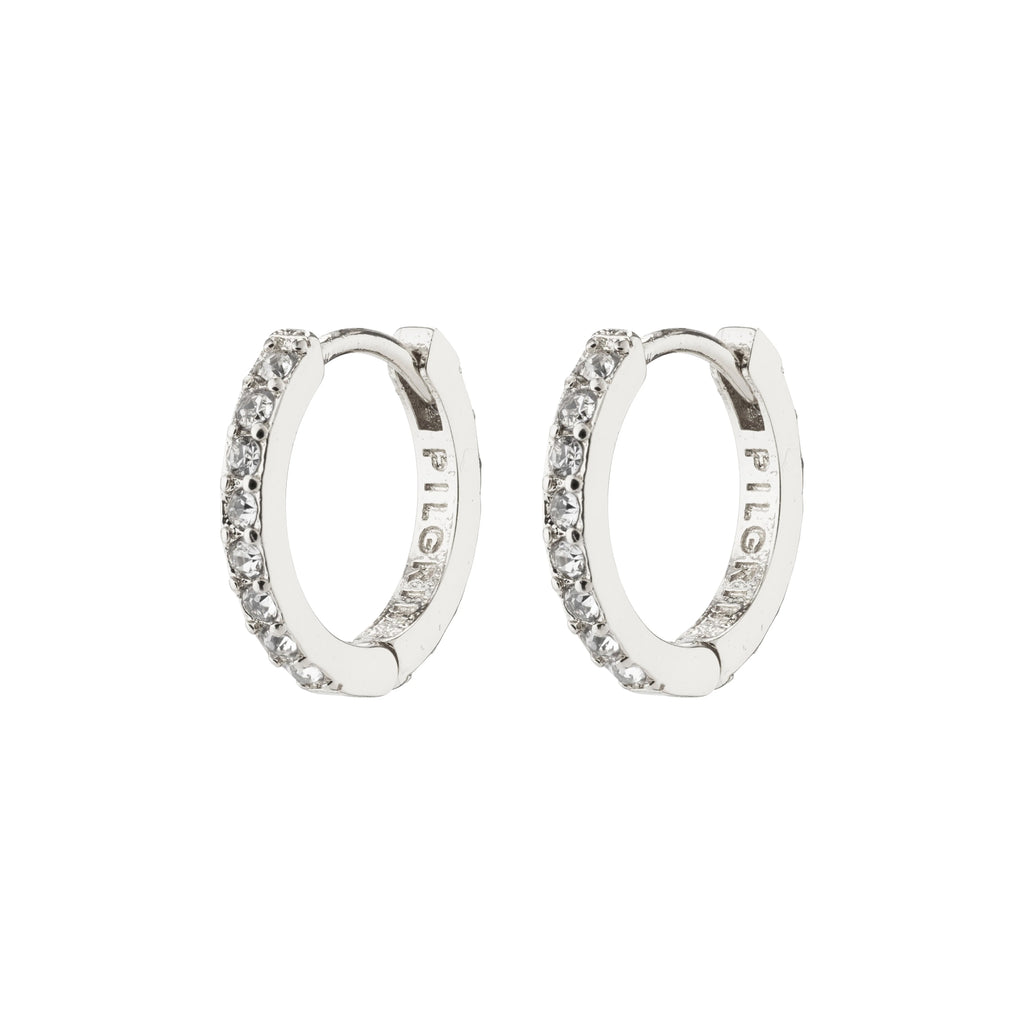 Ebna Small Crystal Hoops -Silver Plated