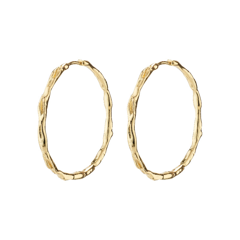 Eddy Recycled Organic Shaped Maxi Hoops  - Gold Plated