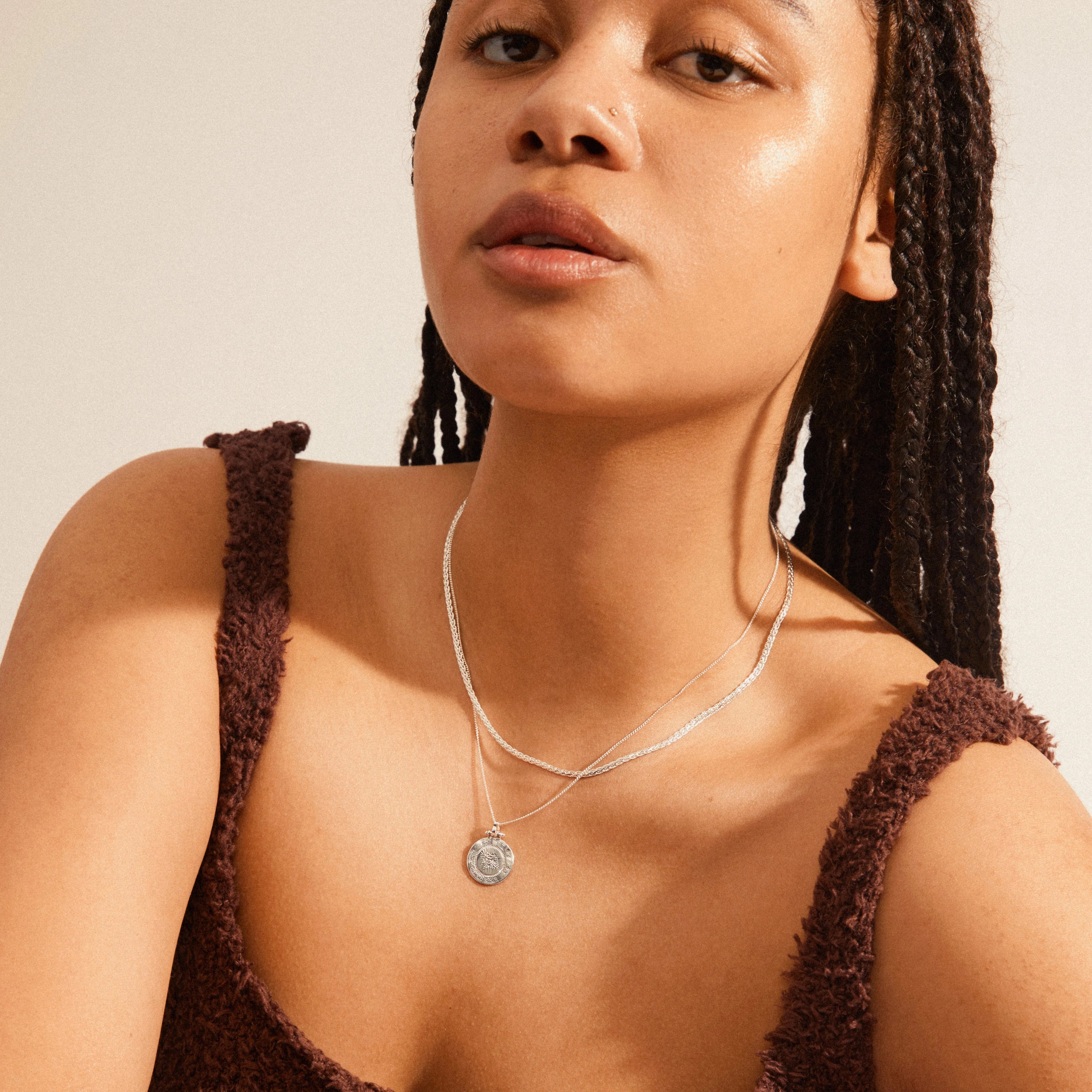 Nomad 2-in-1 coin necklace silver-plated