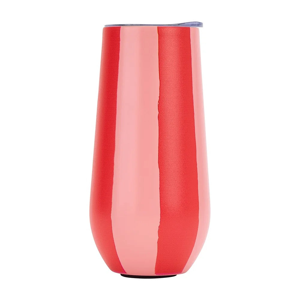 Double Walled Flute 175ml - Red Stripe