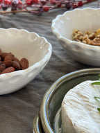 Magnolia Lane Ceramic Condiment Bowl Ruffled edge - white