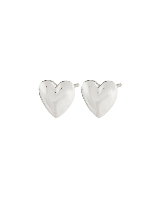 Sophia Recycled Heart Stud Earrings - Silver plated