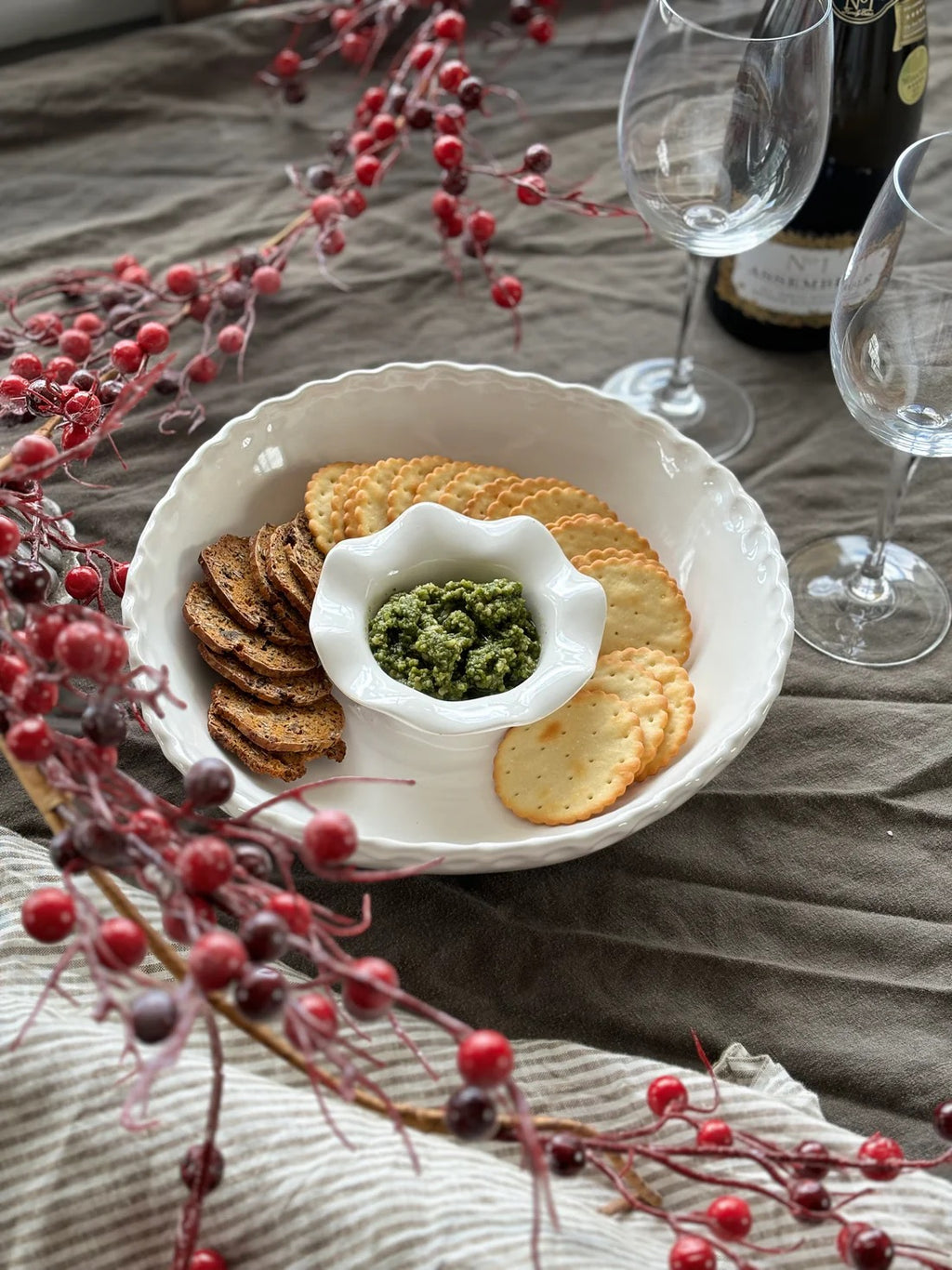 Magnolia Lane -  White Chip & Dip Bowl