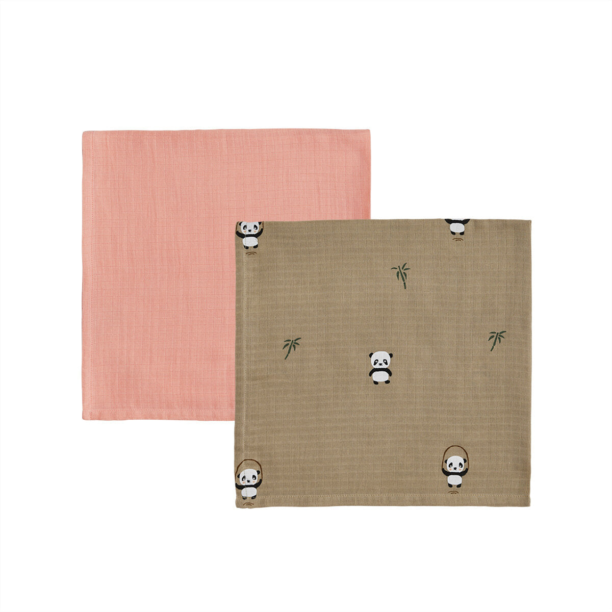 OYOY Panda Muslin - Khaki/Rose