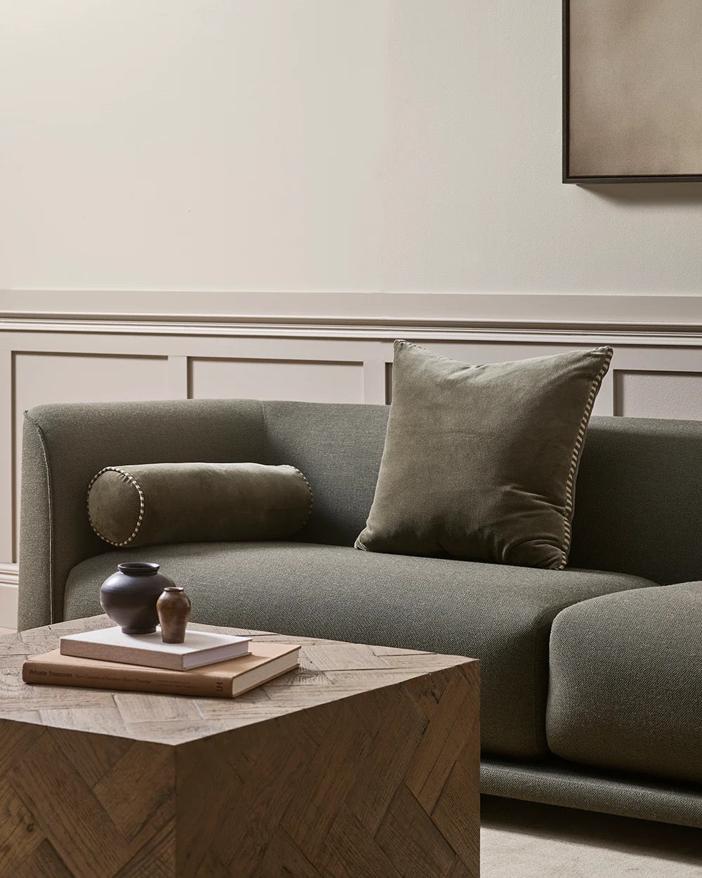 Elliot Bolster Cushion - Thyme