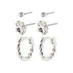 Emanuelle Recycled Earrings 3 in 1 Set -Silver plated