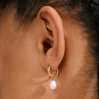 Elliana White Earrings - Gold Plated