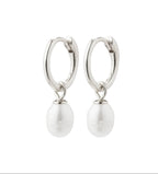 Berthe Recycled Pearl Hoop Earrings - Silver Plated