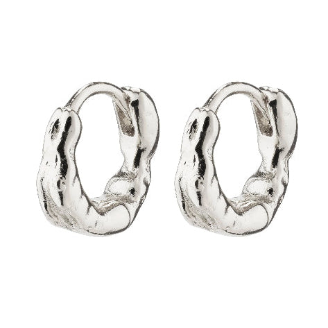 Eddy Recycled Organic Shaped Mini Huggie Hoops  - Silver Plated