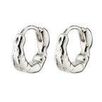 Eddy Recycled Organic Shaped Mini Huggie Hoops  - Silver Plated