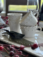 Magnolia Lane -  White Handled Beaded Mug
