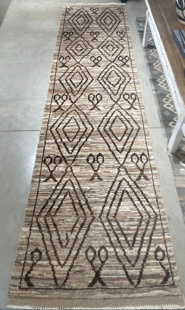 Vintage Handwoven Afghan Sahara Runner / Rug - 298cm x 77cm