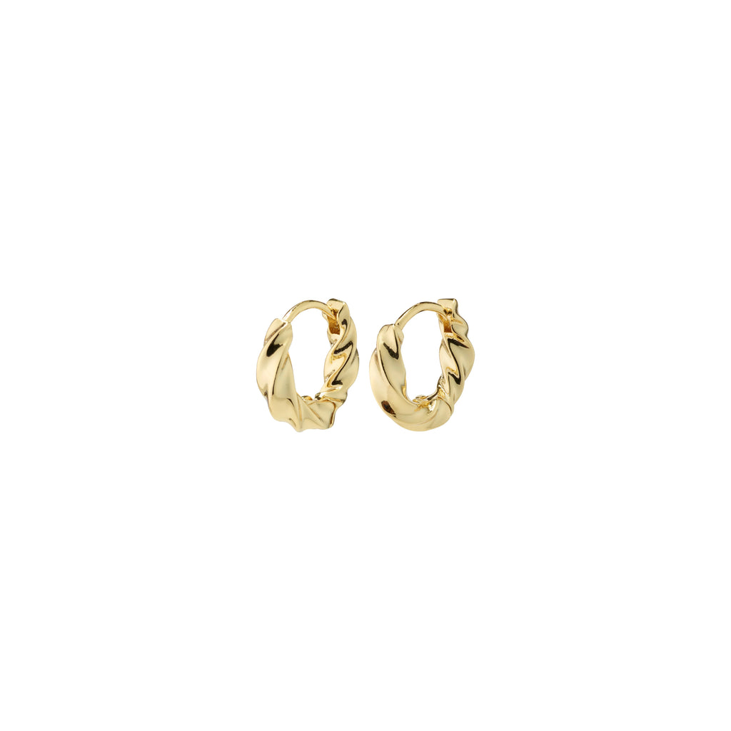 Taffy Recycled Small Size Swirl Hoop Earrings - Gold Plated
