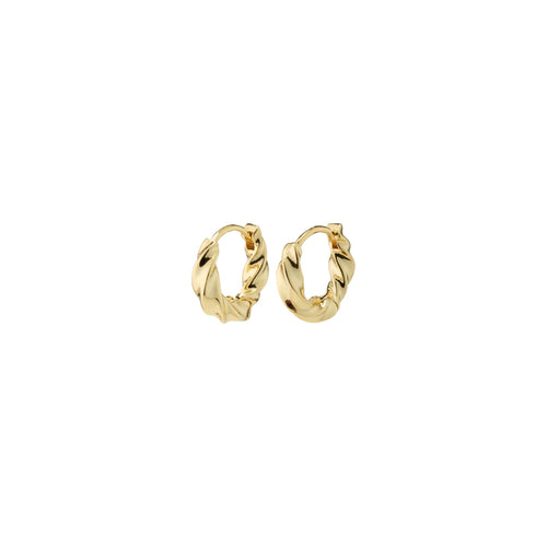 Taffy Recycled Small Size Swirl Hoop Earrings - Gold Plated