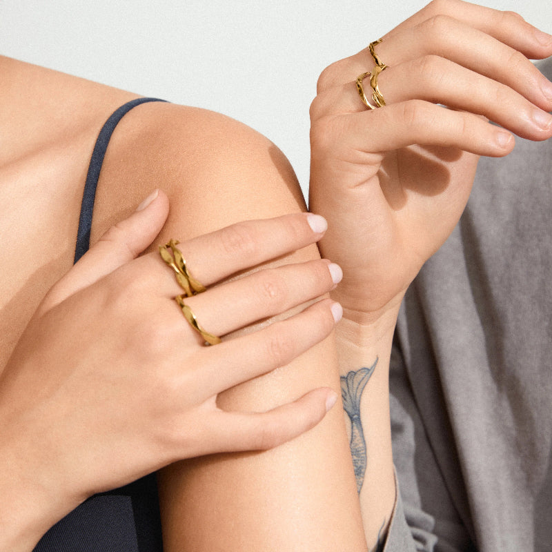 Wyatt Recycled Rings 3 in a Set - Gold Plated