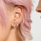 Eddy Recycled Organic Shaped Mini Huggie Hoops  - Silver Plated