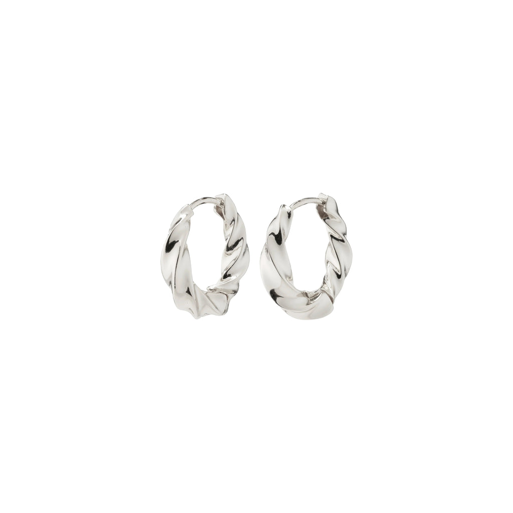 Taffy Recycled Medium Size Swirl Hoop Earrings - Silver Plated