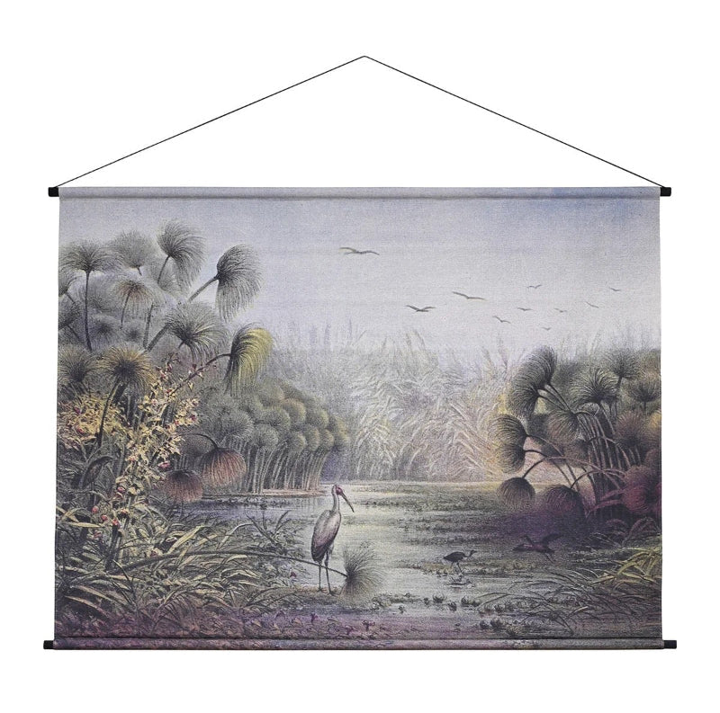 Hanging Paper Scroll Art - Heron Hideaway Landscape