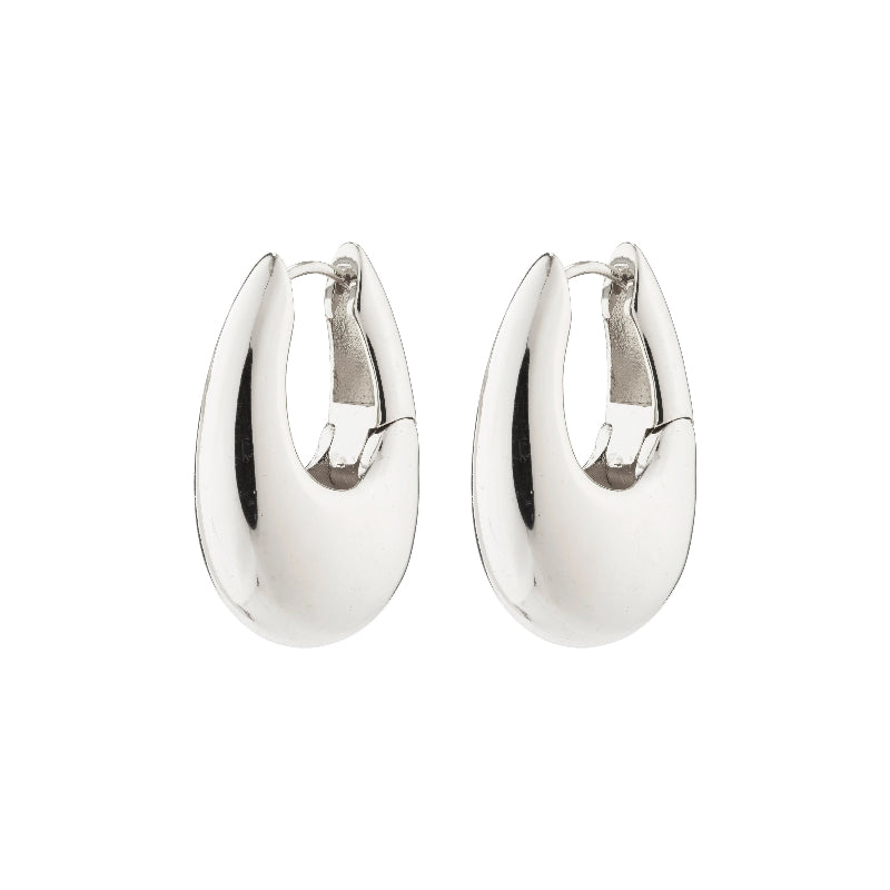 Autumn Chunky Retro Hoop Earrings - Silver Plated
