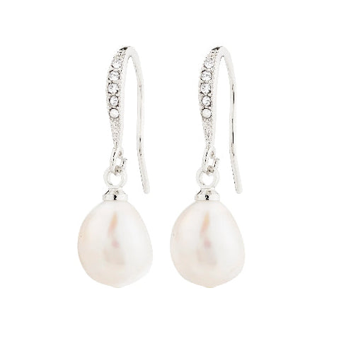 Jasmin Pearl Earrings - Silver Plated White