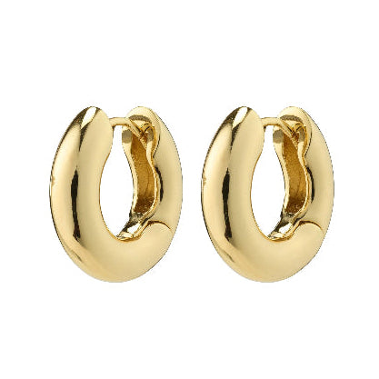 Aica Recycled Chunky Huggie Hoop Earrings - Gold Plated