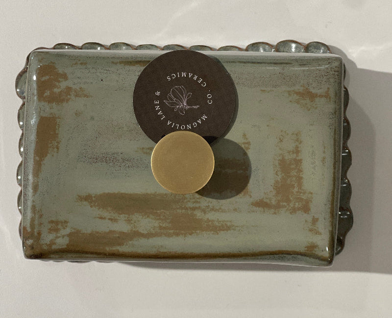 Magnolia Lane Butter Dish - creamy green