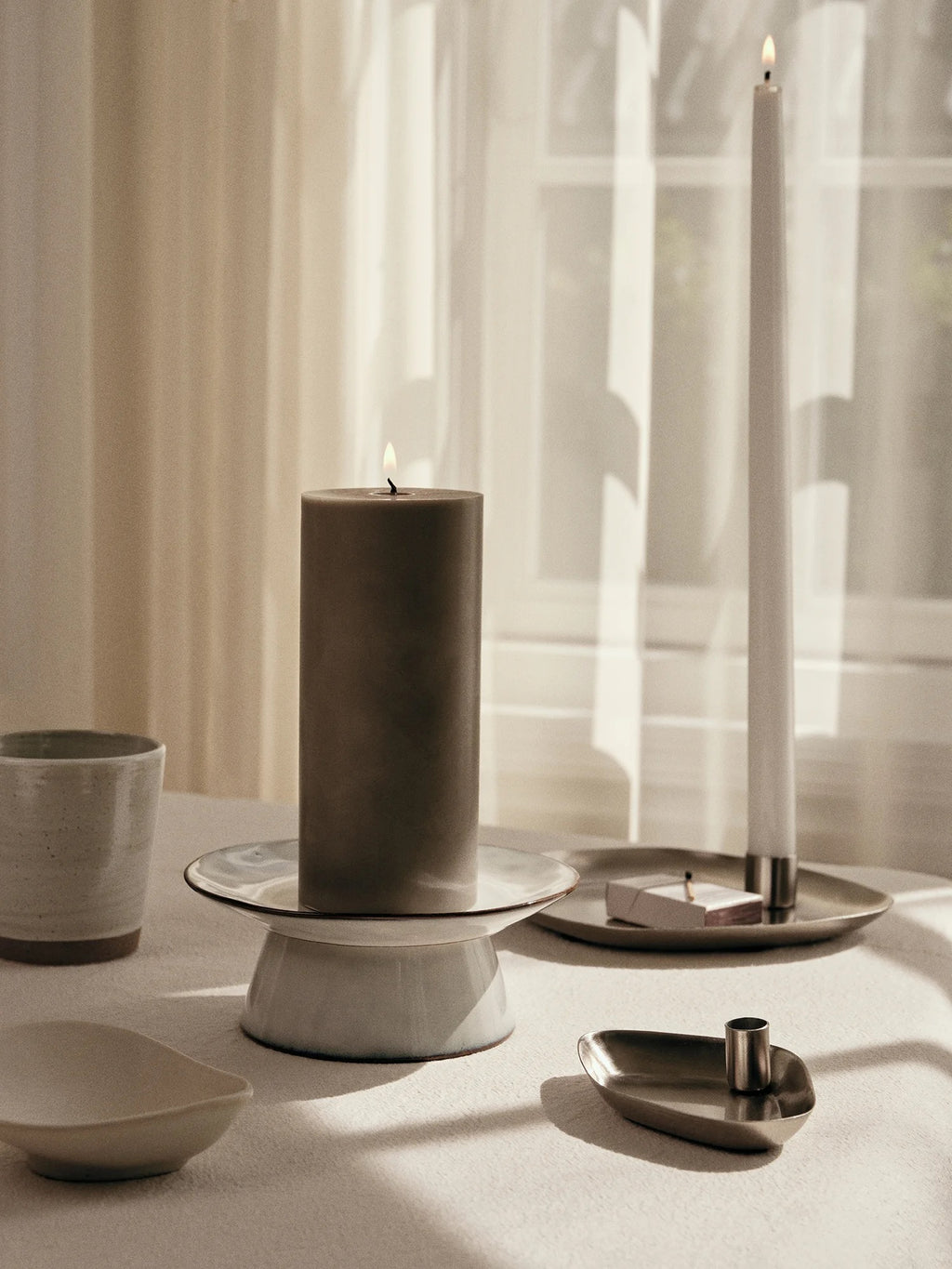 Broste Nordic Vanilla Mini Cake Stand or Candle Holder