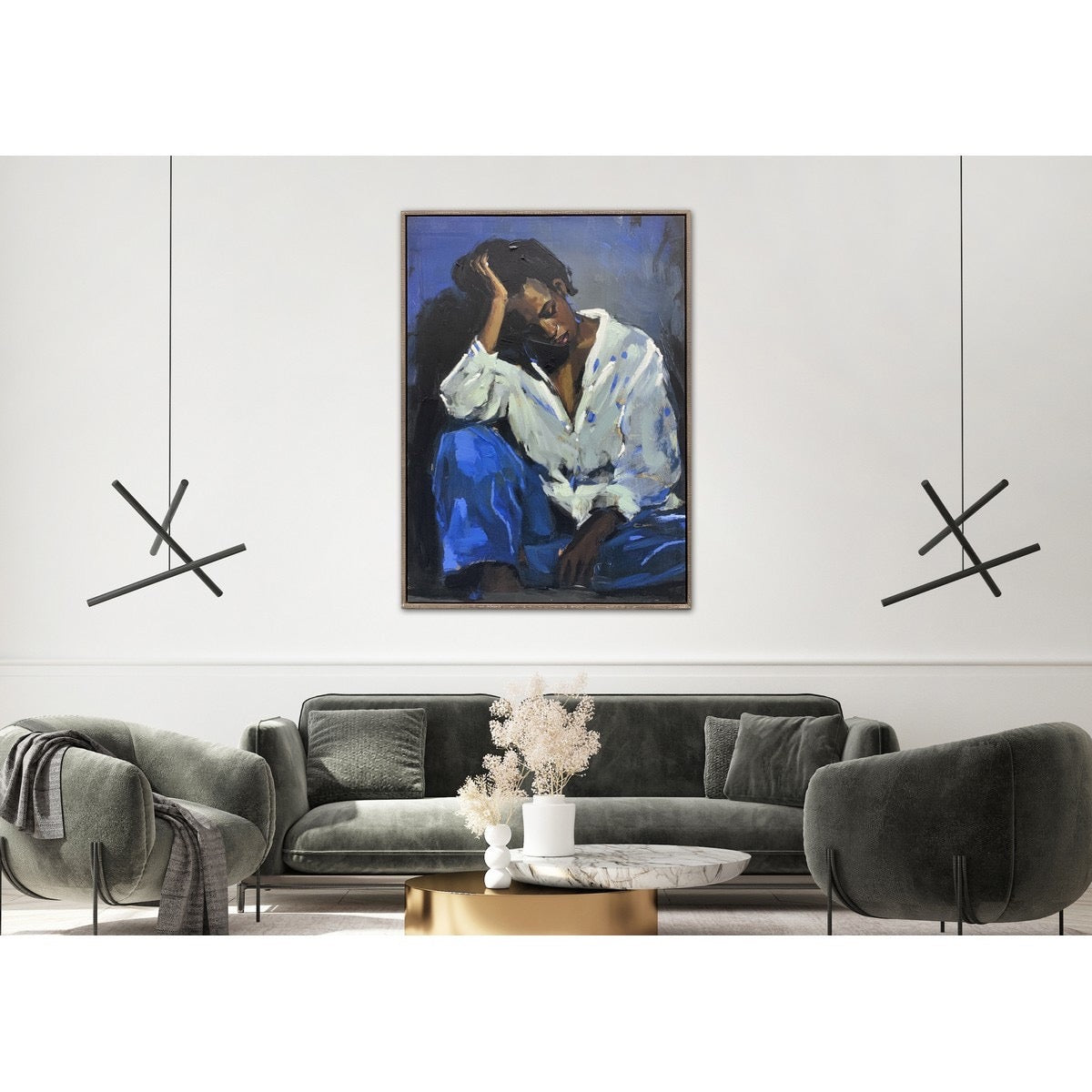 Lady in Blue Framed Art